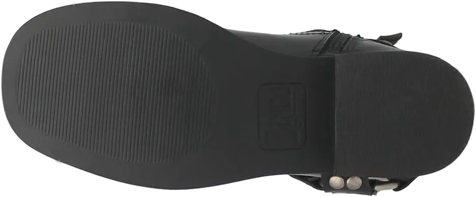 Dingo Womens Anarchy Round Toe Zippered Motorcycle Casual Boots Ankle Mid Heel 2-3" - Black