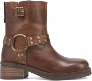Dingo Womens Anarchy Round Toe Zippered Motorcycle Casual Boots Ankle Mid Heel 2-3" - Brown