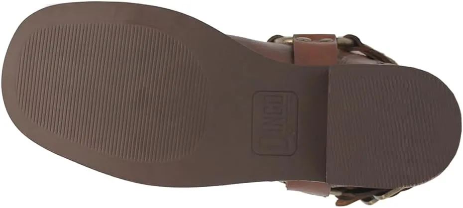 Dingo Womens Blacklist Tooled Inlay Round Toe Pull On Motorcycle Casual Boots Mid Calf Mid Heel 2-3" - Brown