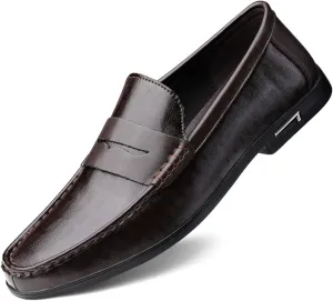 Dress Shoes for Men Genuine Leather Men’s Casual Loafers Breathable Designer Slip-On Driving Shoes for Office Everyday Wear