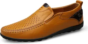 Dress Shoes for Men Men's Casual Summer Genuine Leather Loafers Slip-On Moccasins for Driving and Everyday Wear