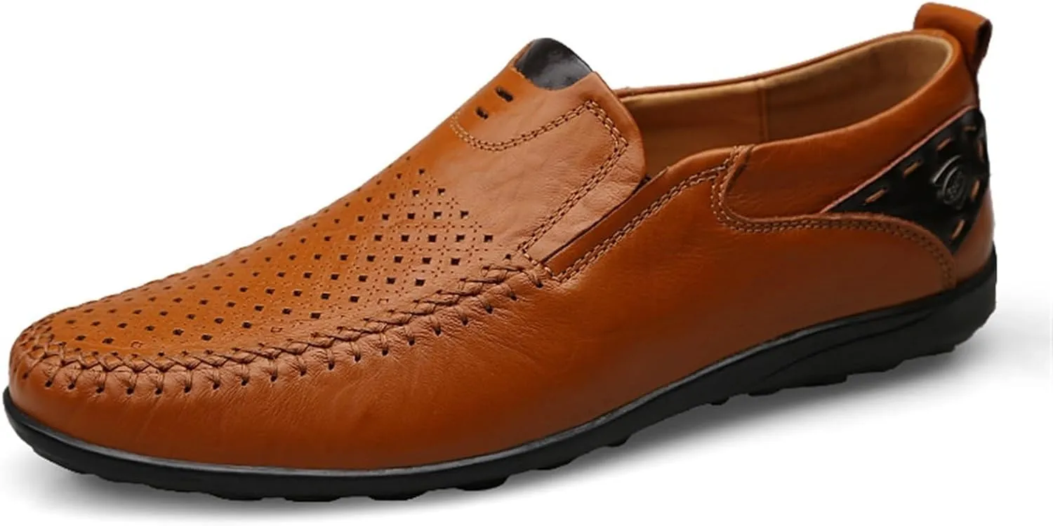 Dress Shoes for Men Men's Casual Summer Genuine Leather Loafers Slip-On Moccasins for Driving and Everyday Wear