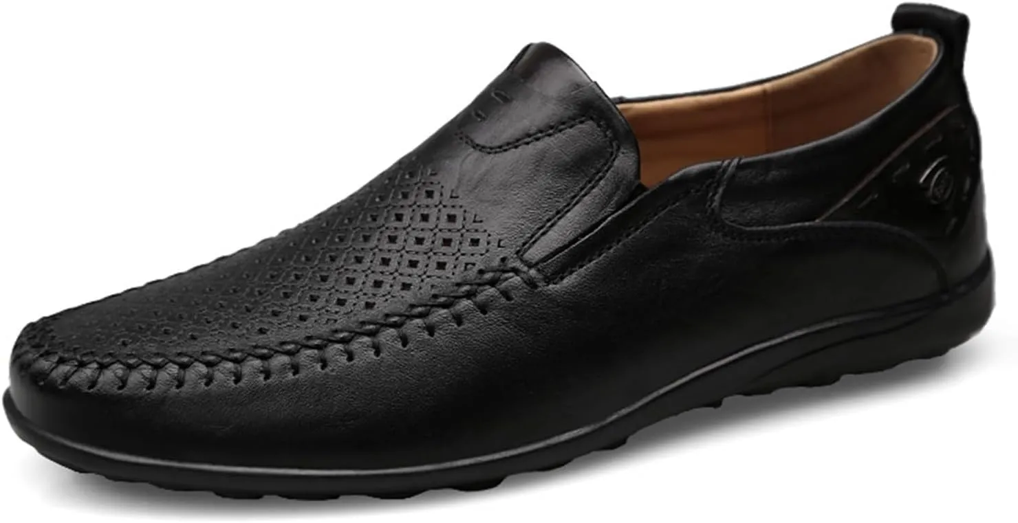 Dress Shoes for Men Men's Casual Summer Genuine Leather Loafers Slip-On Moccasins for Driving and Everyday Wear