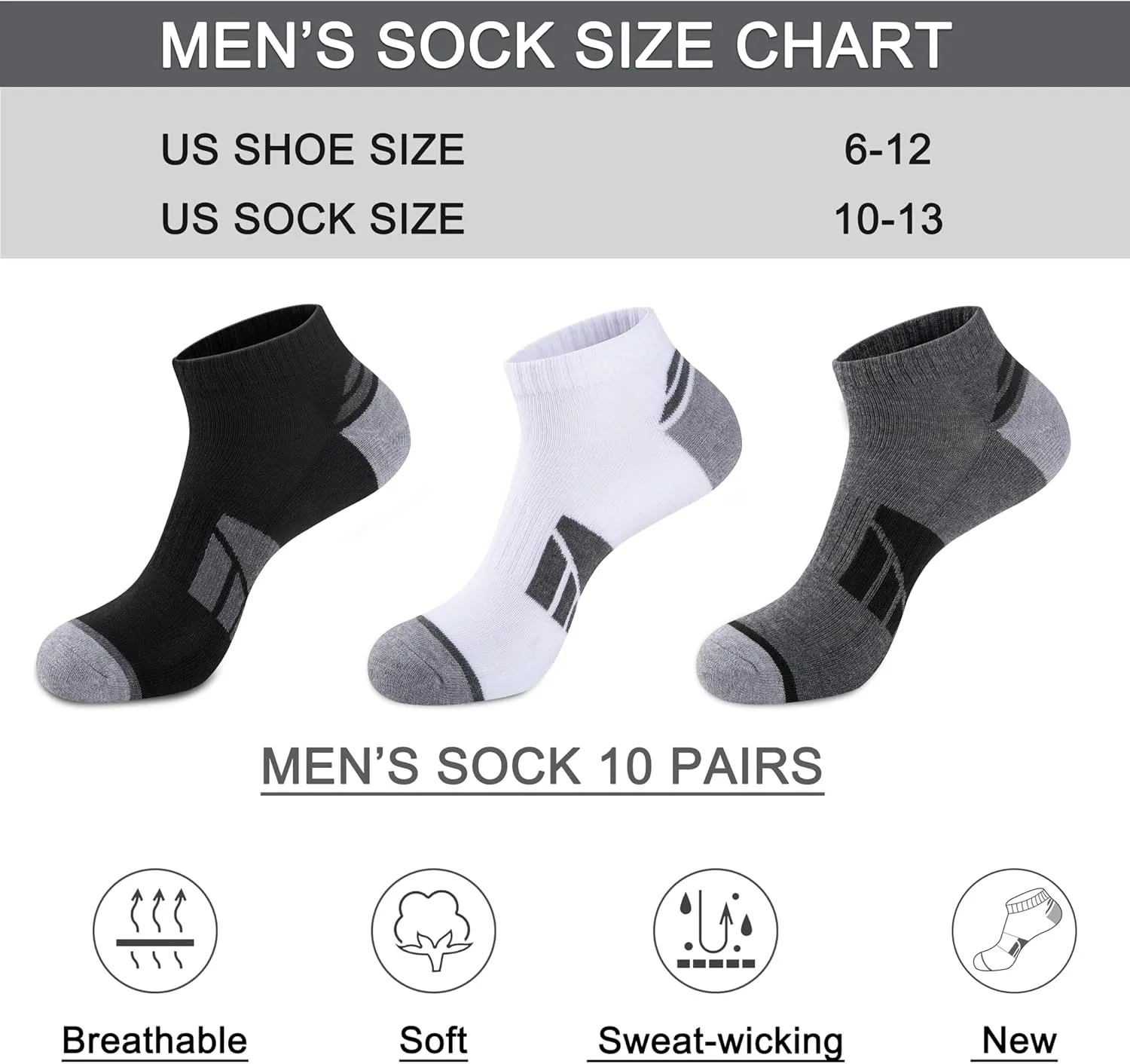 eallco 10 Pairs Mens Ankle Socks Low Cut Socks for Men