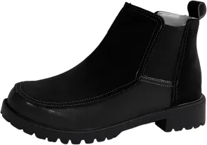Fall Boots Womens Ankle Boot w/Lug Sole Elastic Chelsea Slip on Chunky Block Heel Round Toe Outdoor Walking Booties