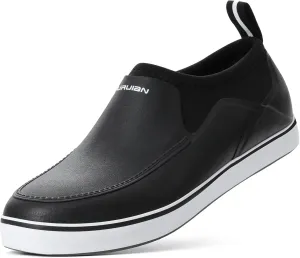 Furuian Men's Deck Shoes, Short Deck Boots Rain Boots Waterproof Rain Fishing Shoes Slip-on Rubber Loafers Lightweight Shoes for Walk Boating Sailing & Gardening