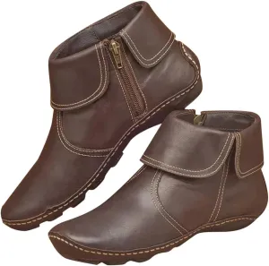 Gibobby Ankle Booties for Women Flat Heel,New Arch Support Ankle Boots Damping Shoes Lace-up Boots Side Zipper Booties