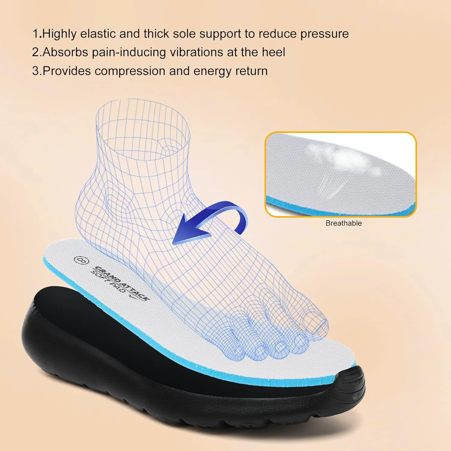 Grand Attack Men's Tennis Running Shoes - Super Soft Sole, Non-Slip, Comfortable, Lightweight, and Breathable Sports Shoes for Indoor and Outdoor Sports