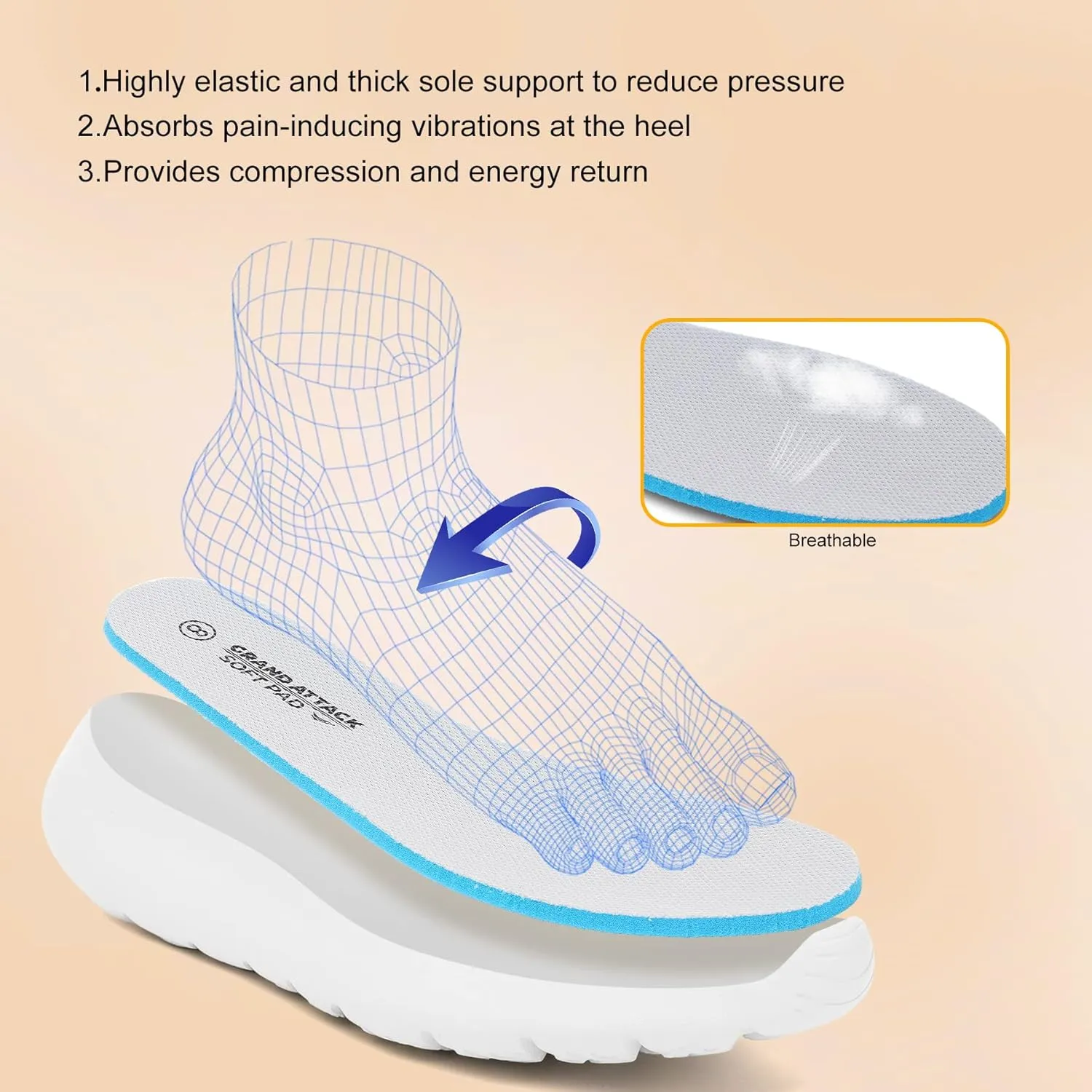 Grand Attack Men's Tennis Running Shoes - Super Soft Sole, Non-Slip, Comfortable, Lightweight, and Breathable Sports Shoes for Indoor and Outdoor Sports