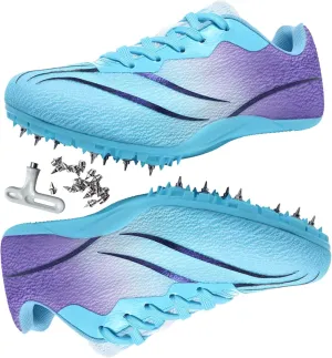 HESBITEUL Mens Track and Field Shoes Sprint Sport Sneakers Youth Professional Training Racing Running Shoes