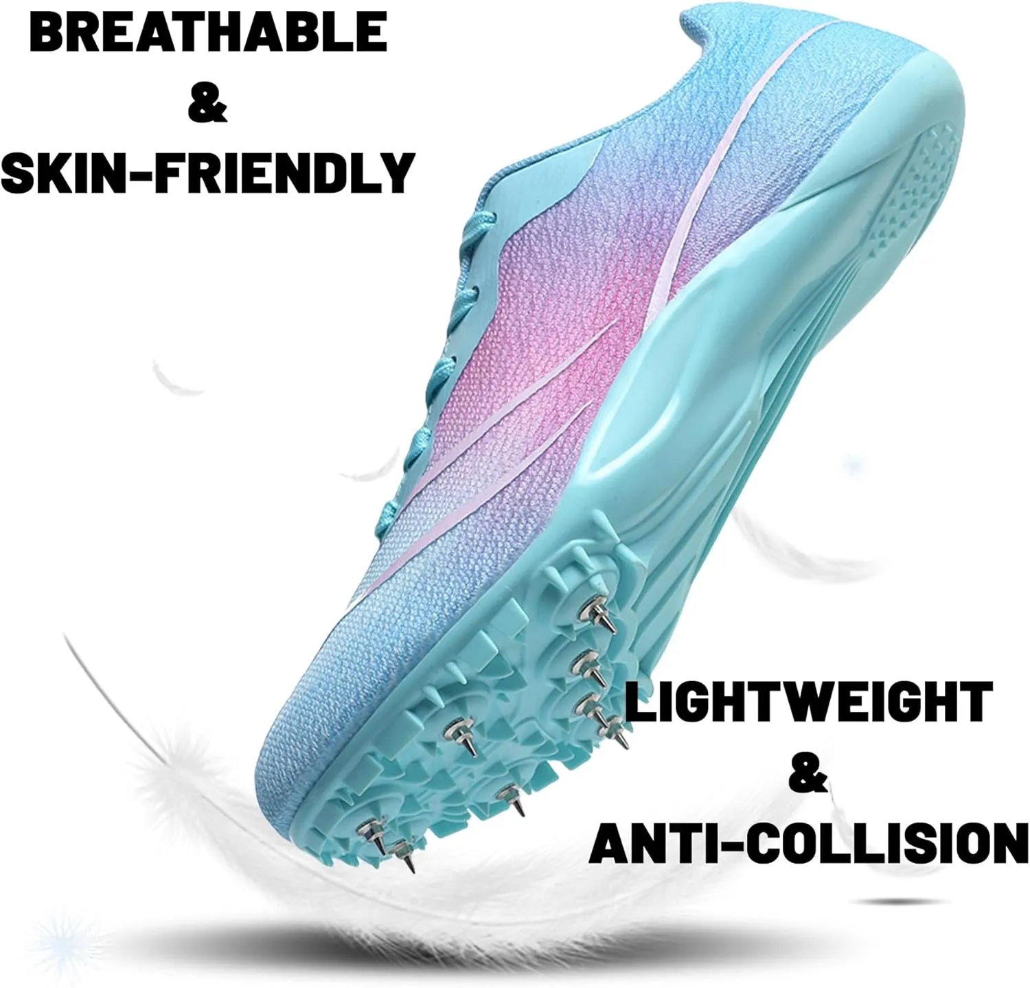 HESBITEUL Mens Track and Field Shoes Sprint Sport Sneakers Youth Professional Training Racing Running Shoes