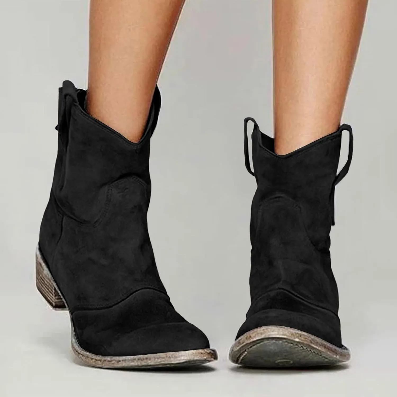 Hiking Boots Women Women's Winter Warm Plus Cotton Thickened Furry Snow Boots Chunky Heels Elegant Short Booties