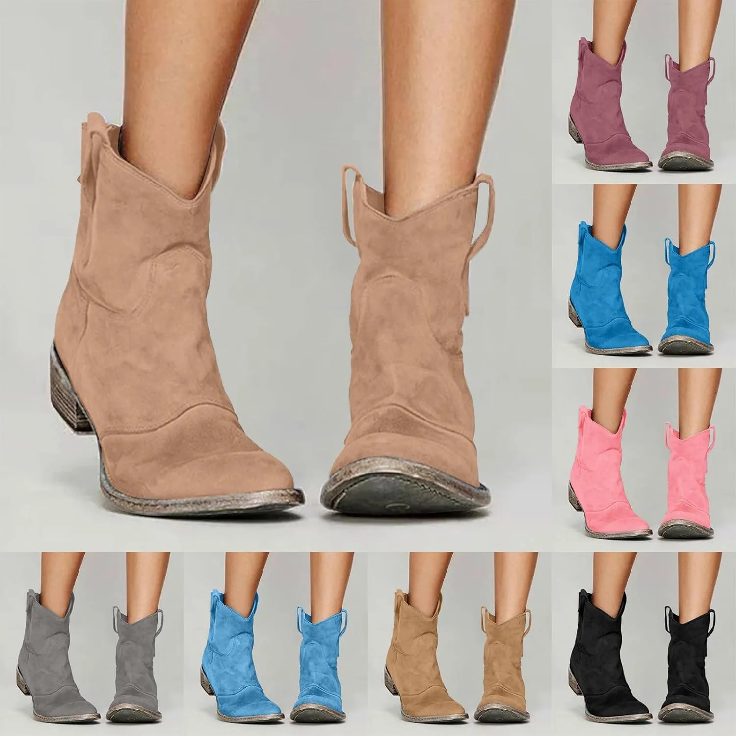 Hiking Boots Women Women's Winter Warm Plus Cotton Thickened Furry Snow Boots Chunky Heels Elegant Short Booties