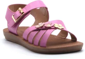 Jazam Little Girls Urban Strappy Slip On Footbed Rubber Sole Slides Sandals Shoes
