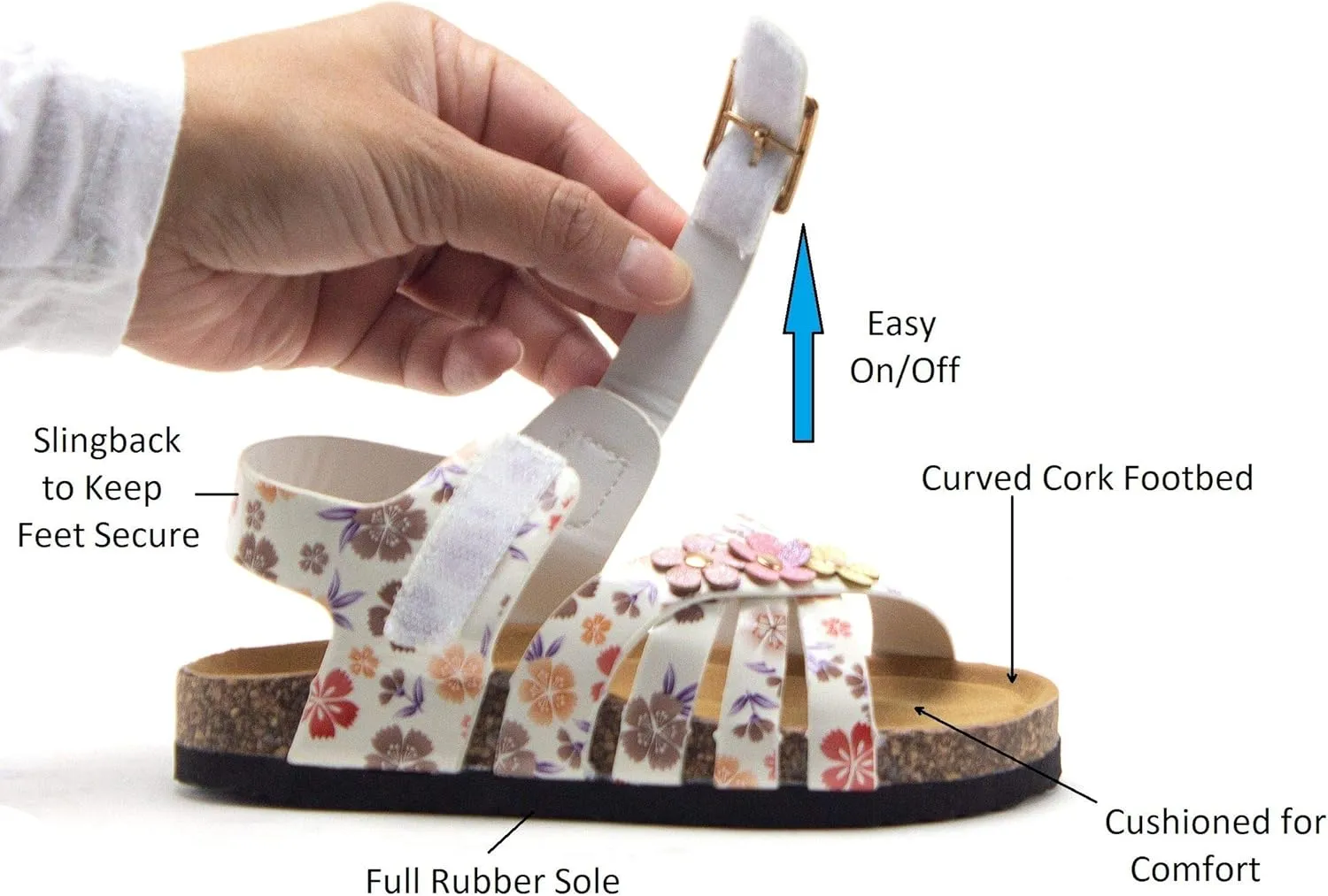 Jazam Little Girls Urban Strappy Slip On Footbed Rubber Sole Slides Sandals Shoes
