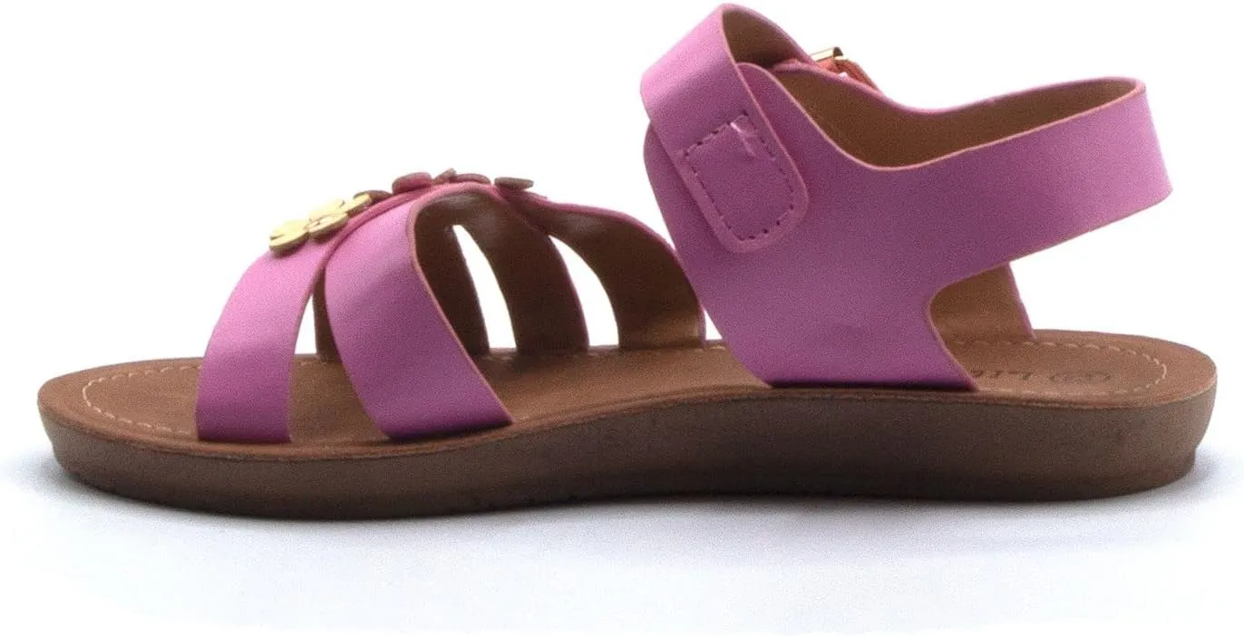 Jazam Little Girls Urban Strappy Slip On Footbed Rubber Sole Slides Sandals Shoes