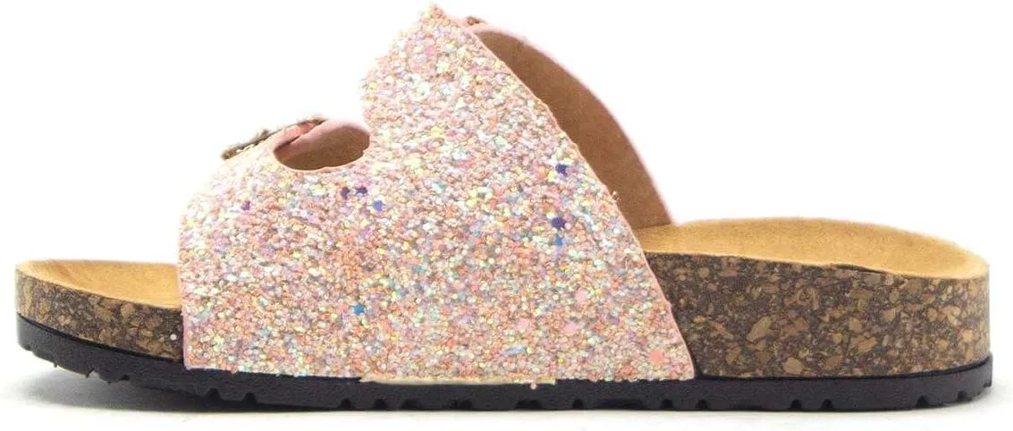 Jazam Little Girls Urban Strappy Slip On Footbed Rubber Sole Slides Sandals Shoes
