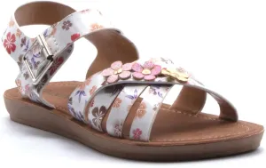 Jazam Little Girls Urban Strappy Slip On Footbed Rubber Sole Slides Sandals Shoes