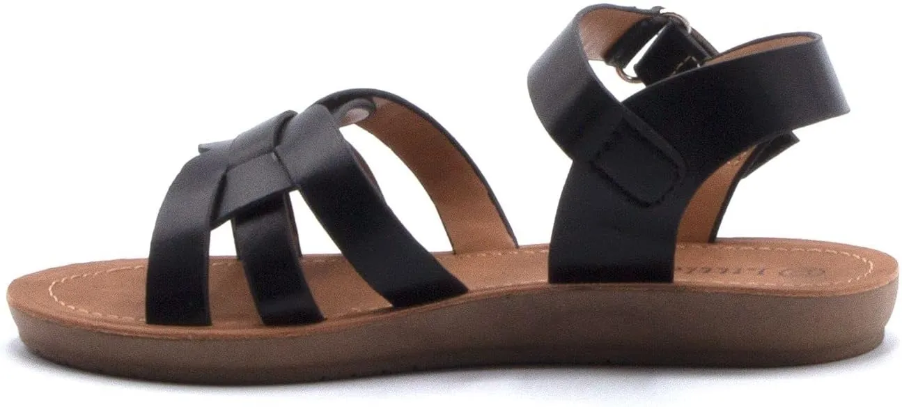Jazam Little Girls Urban Strappy Slip On Footbed Rubber Sole Slides Sandals Shoes