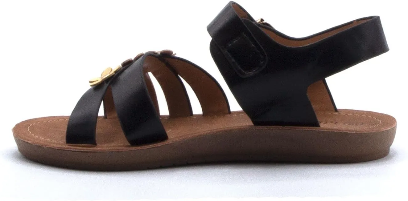 Jazam Little Girls Urban Strappy Slip On Footbed Rubber Sole Slides Sandals Shoes
