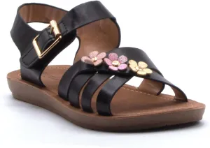Jazam Little Girls Urban Strappy Slip On Footbed Rubber Sole Slides Sandals Shoes