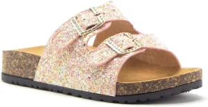 Jazam Little Girls Urban Strappy Slip On Footbed Rubber Sole Slides Sandals Shoes
