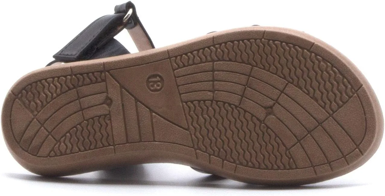 Jazam Little Girls Urban Strappy Slip On Footbed Rubber Sole Slides Sandals Shoes