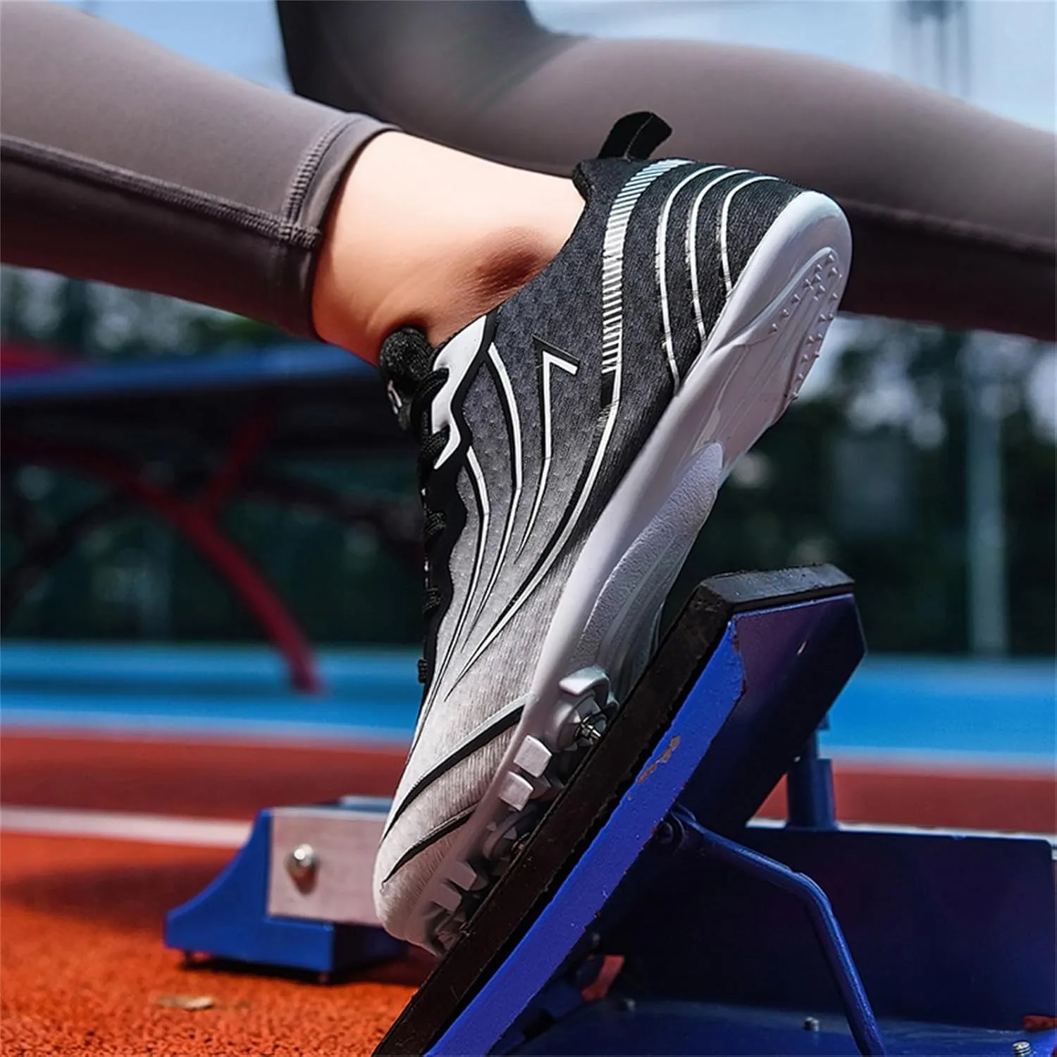 JiuQing Women's Track and Field Shoes 8 Spikes Running Sprint Sneakers Mesh Breathable Lightweight Running Racing Shoes