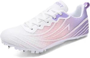 JiuQing Women's Track and Field Shoes 8 Spikes Running Sprint Sneakers Mesh Breathable Lightweight Running Racing Shoes