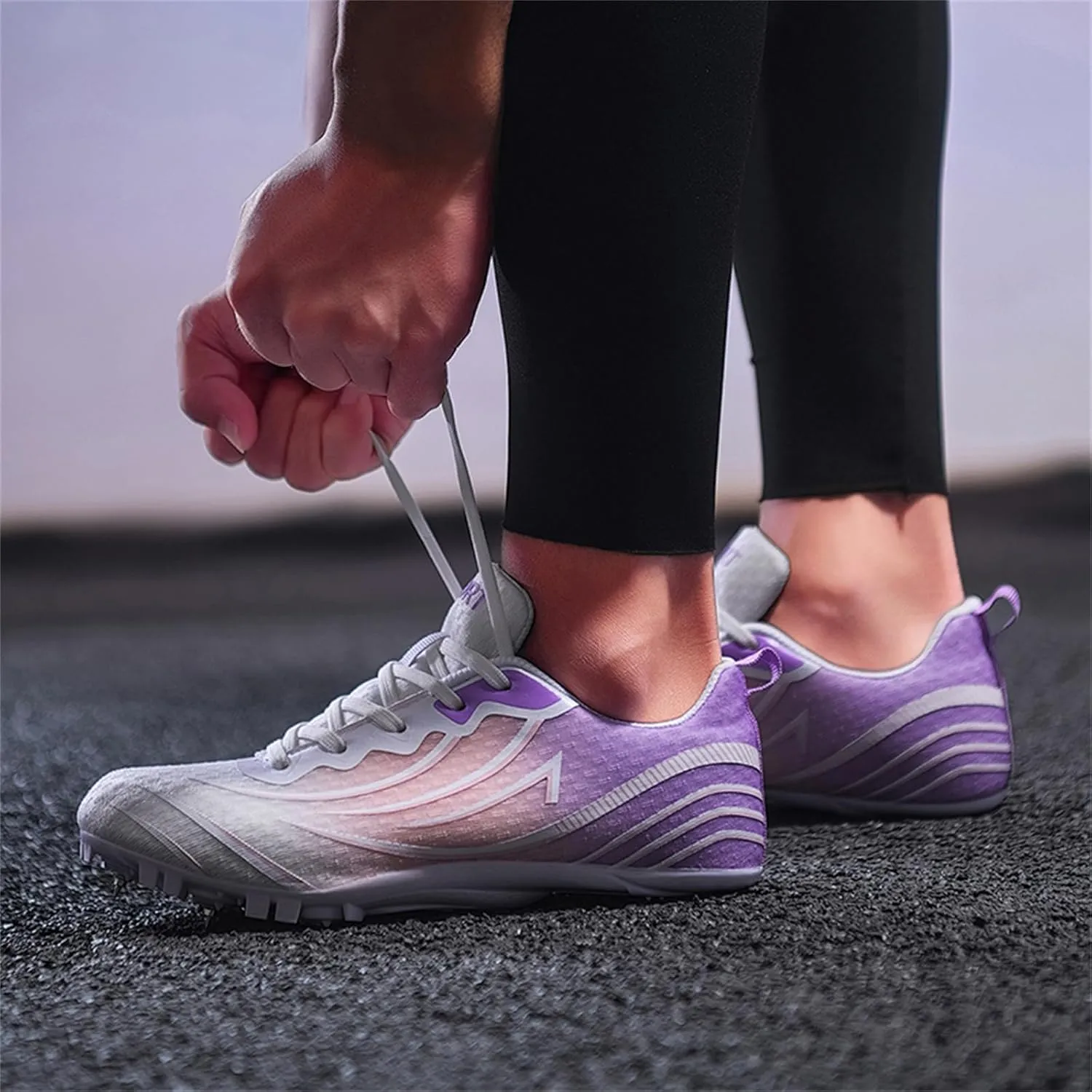 JiuQing Women's Track and Field Shoes 8 Spikes Running Sprint Sneakers Mesh Breathable Lightweight Running Racing Shoes