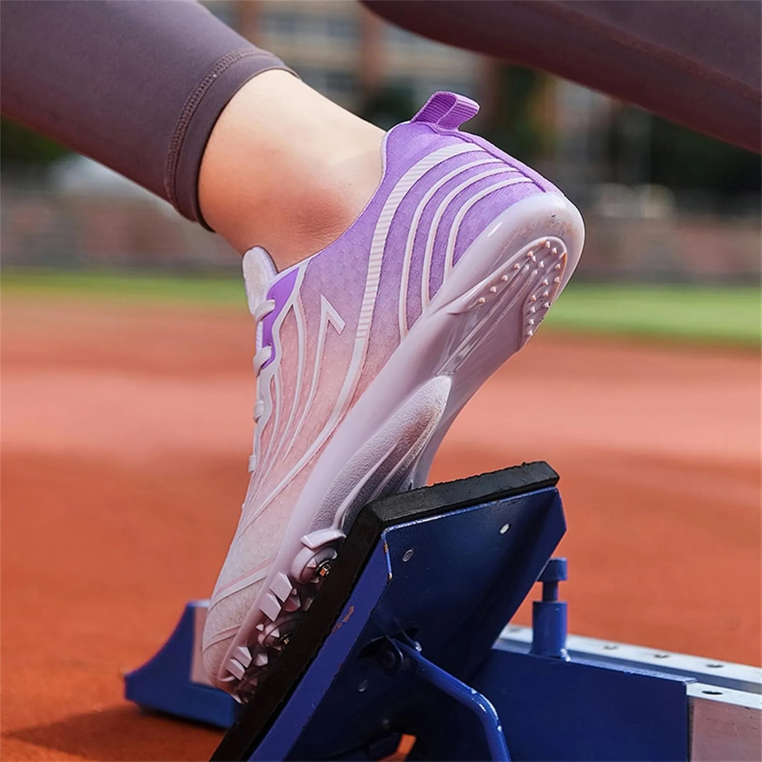 JiuQing Women's Track and Field Shoes 8 Spikes Running Sprint Sneakers Mesh Breathable Lightweight Running Racing Shoes