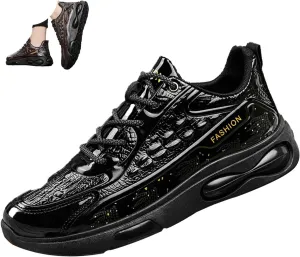 Keilinia Men's Air Cushion Running Shoes,Lightweight Comfy Fashion Patent Print Height Orthotic Stretch Sneaker