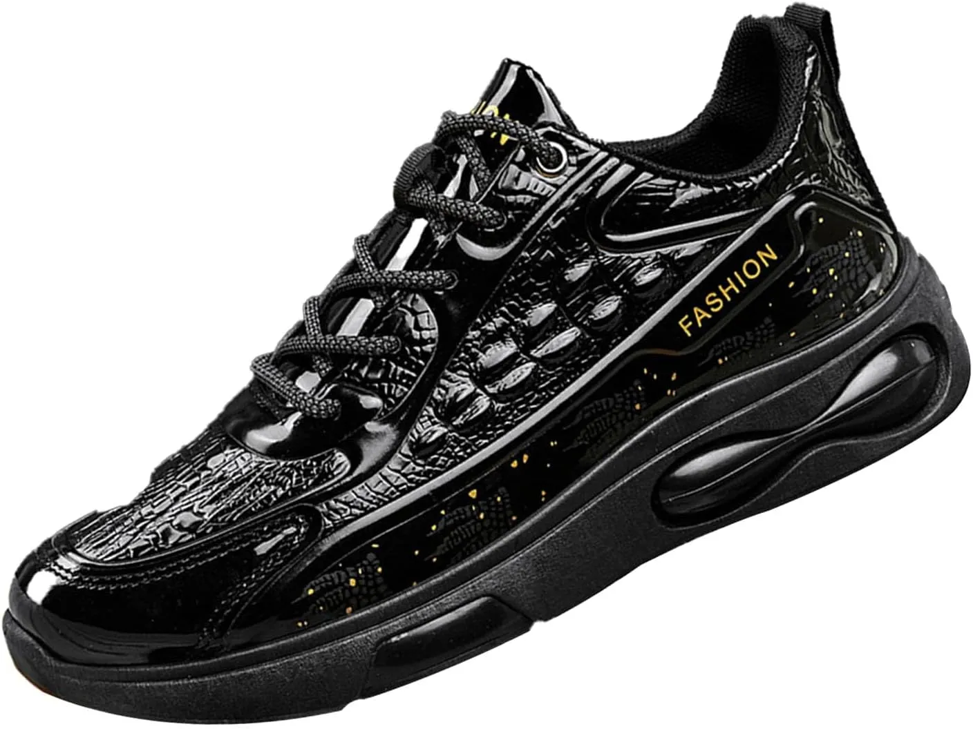 Keilinia Men's Air Cushion Running Shoes,Lightweight Comfy Fashion Patent Print Height Orthotic Stretch Sneaker