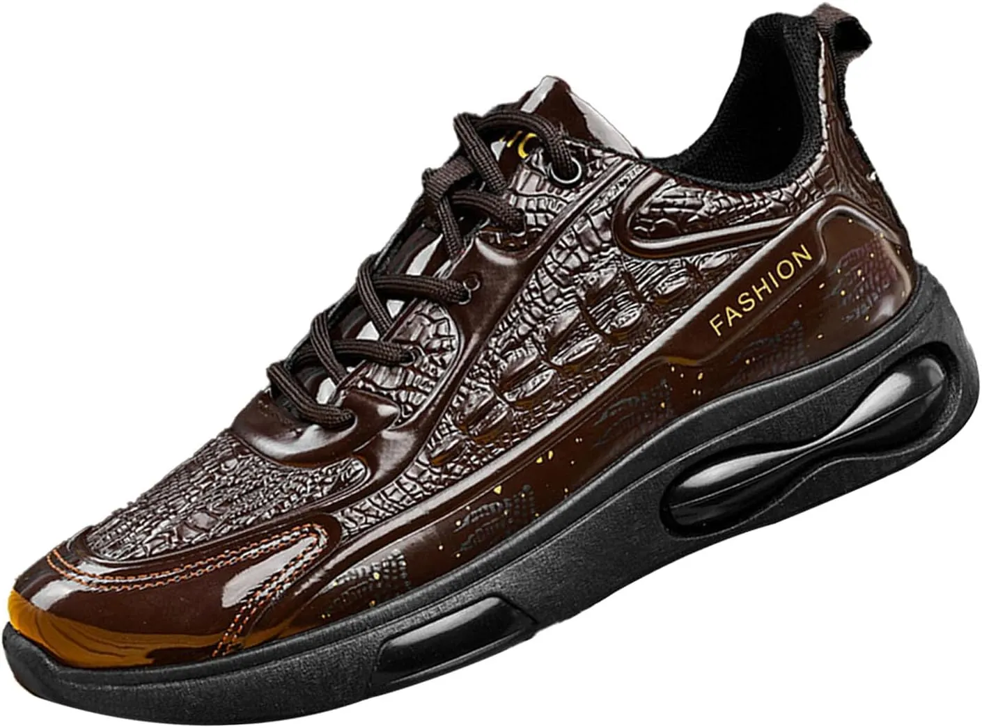 Keilinia Men's Air Cushion Running Shoes,Lightweight Comfy Fashion Patent Print Height Orthotic Stretch Sneaker