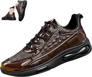 Keilinia Men's Air Cushion Running Shoes,Lightweight Comfy Fashion Patent Print Height Orthotic Stretch Sneaker