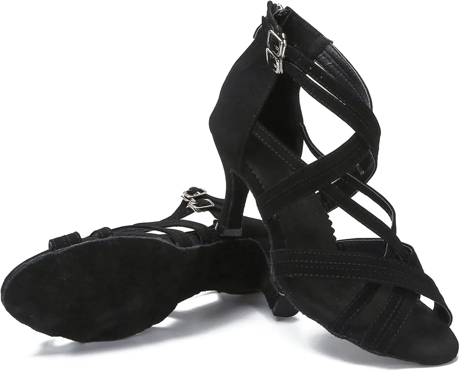 Ladies Matte Black Sneakers - Minimalist Satin Design for Urban Dance Sessions (8CM/3.15")