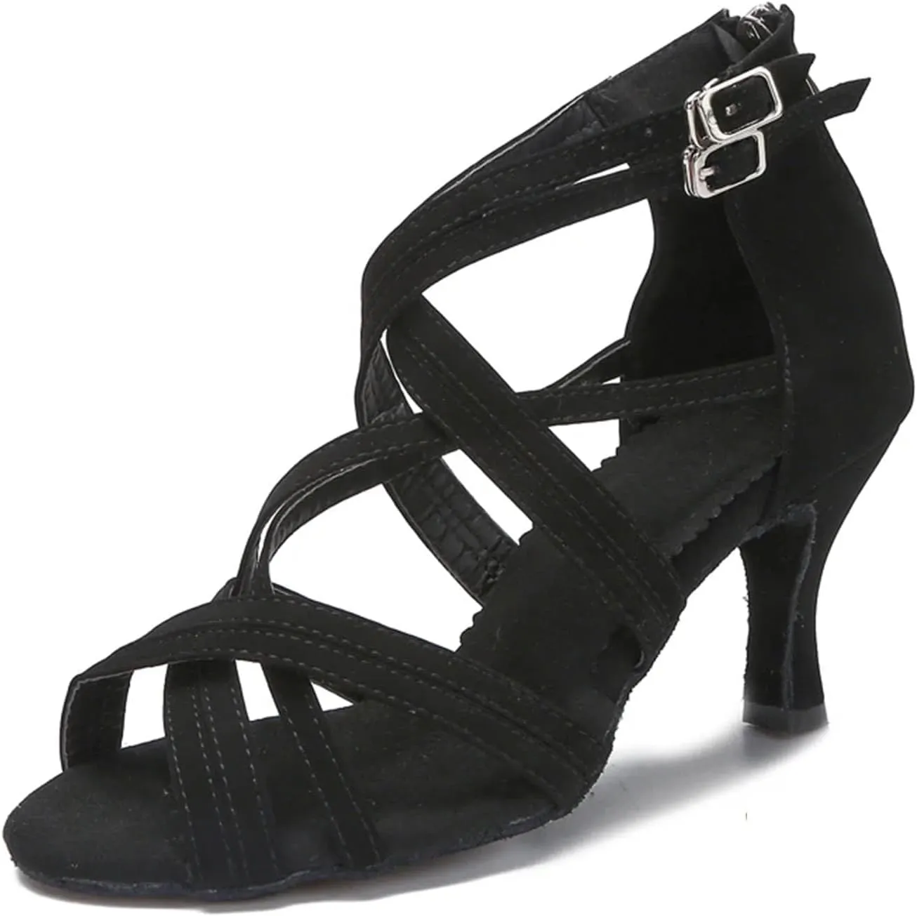 Ladies Matte Black Sneakers - Minimalist Satin Design for Urban Dance Sessions (8CM/3.15")
