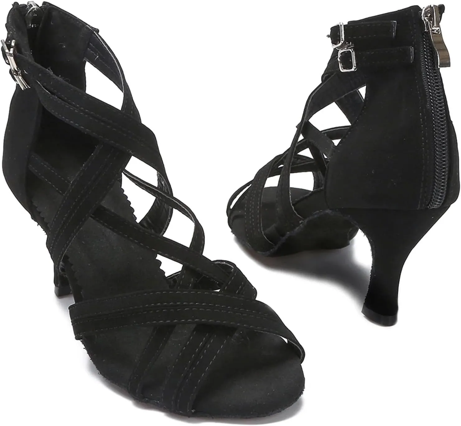 Ladies Matte Black Sneakers - Minimalist Satin Design for Urban Dance Sessions (8CM/3.15")