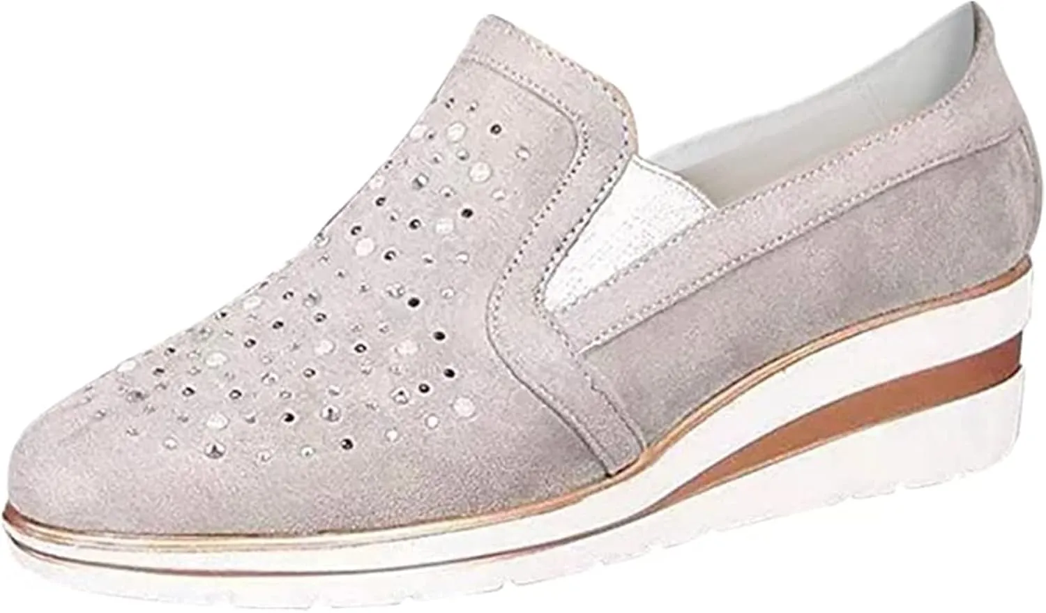 Ladmiple Sneakers For Women Walking Shoes Wide Width Slip On Glitter Shoes Dressy Casual Summer Sparkly Flats Loafers