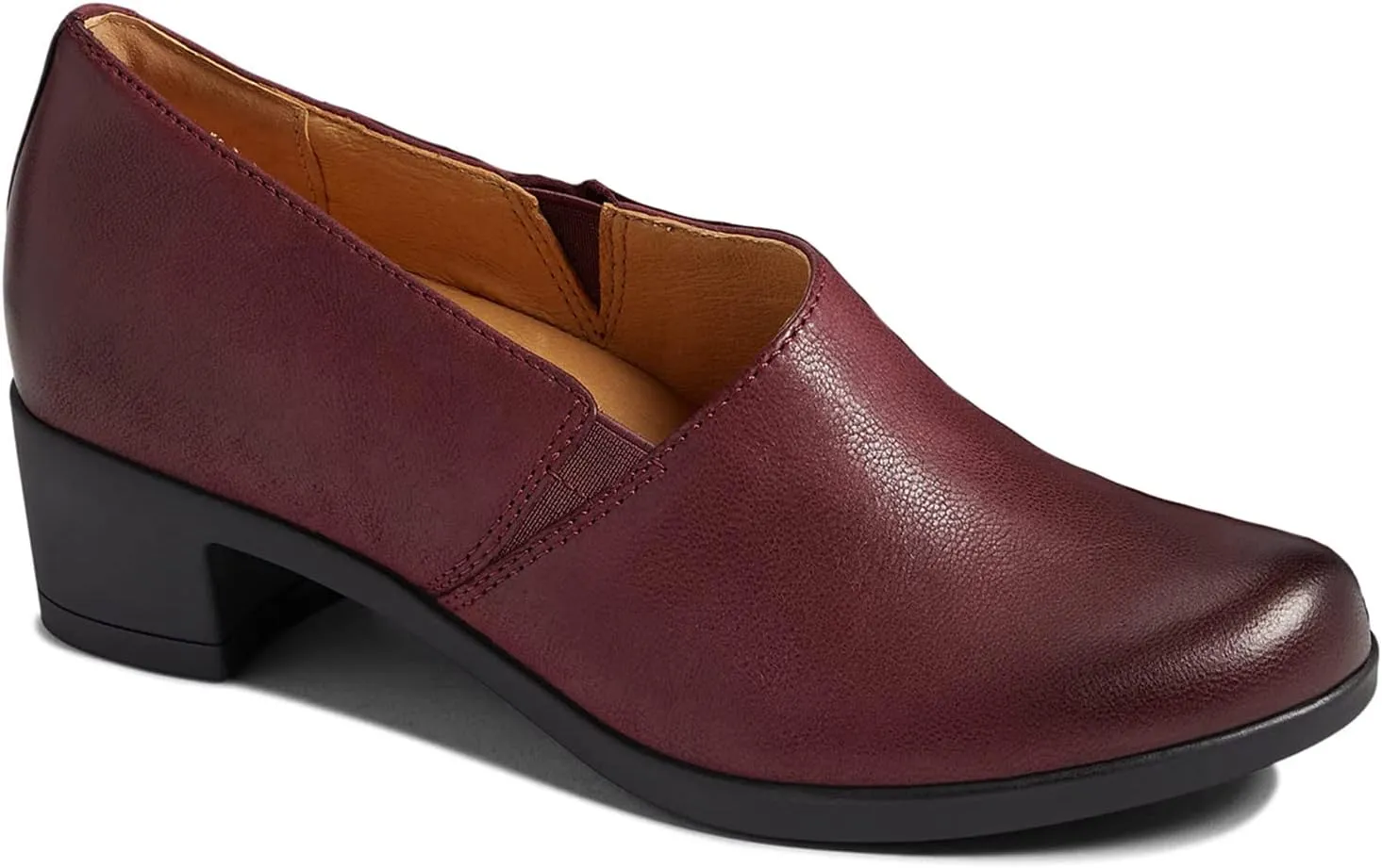 LEHOOR Women Low Chunky Heel Loafers Round Toe Slip On Loafer Pumps Comfortable 2 inch Mid Block Heel Dress Shoes Matte Leather Elastic Closed Toe Oxford Loafers Work Basic Shoes Retro 4-11 M US
