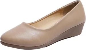 Loafers for Women Fashionable Women's Genuine Leather Wedge Heels Casual Slip-On Loafers for Nurses and Everyday Wear