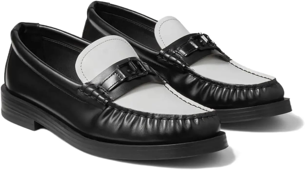 Loafers for Women Round Toe Chunky Low Stacked Heel Elegant Slip-On Dress Shoes Pumps with Gold Buckle Detail