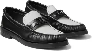 Loafers for Women Round Toe Chunky Low Stacked Heel Elegant Slip-On Dress Shoes Pumps with Gold Buckle Detail