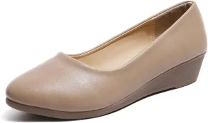Loafers for Women Stylish Women's Genuine Leather Wedge Heels Casual Slip-On Loafers for Nurses and Everyday Wear