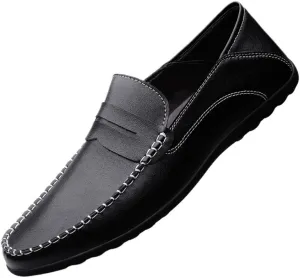 Mens Casual Loafers Slip On Comfortable Walking Shoes Breathable Leather Driving Shoes for Everyday Wear