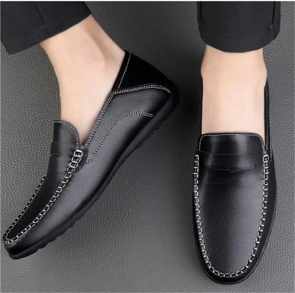 Mens Casual Loafers Slip On Comfortable Walking Shoes Breathable Leather Driving Shoes for Everyday Wear