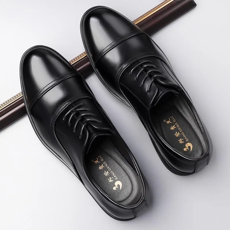 Men's Classic Lace Up Low Top Leather Dress Shoes Men Comfort Hand Stitched Business Formal Derby Shoes