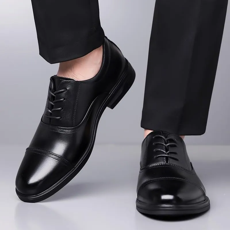 Men's Classic Lace Up Low Top Leather Dress Shoes Men Comfort Hand Stitched Business Formal Derby Shoes