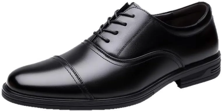 Men's Classic Lace Up Low Top Leather Dress Shoes Men Comfort Hand Stitched Business Formal Derby Shoes