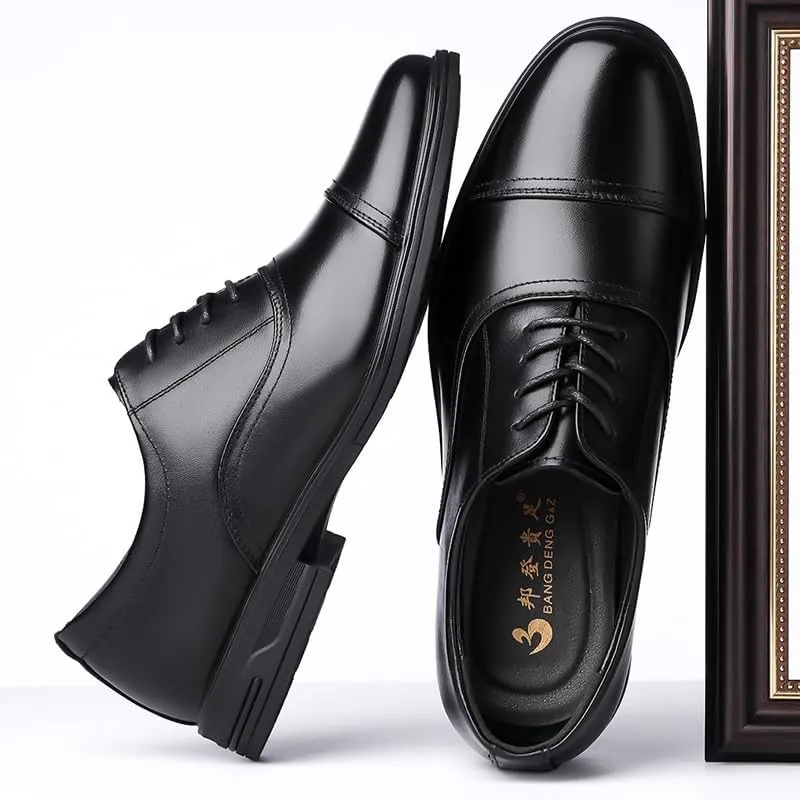 Men's Classic Lace Up Low Top Leather Dress Shoes Men Comfort Hand Stitched Business Formal Derby Shoes